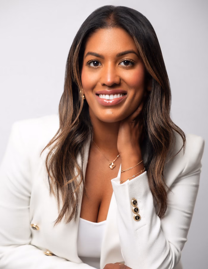Close-up headshot with white background